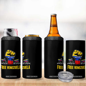 Free Venezuela Flag 4 in 1 Can Cooler Tumbler Raised Fist Resistance for Liberation Supporters TS02 Print Your Wear