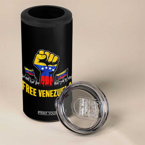 Free Venezuela Flag 4 in 1 Can Cooler Tumbler Raised Fist Resistance for Liberation Supporters TS02 Print Your Wear