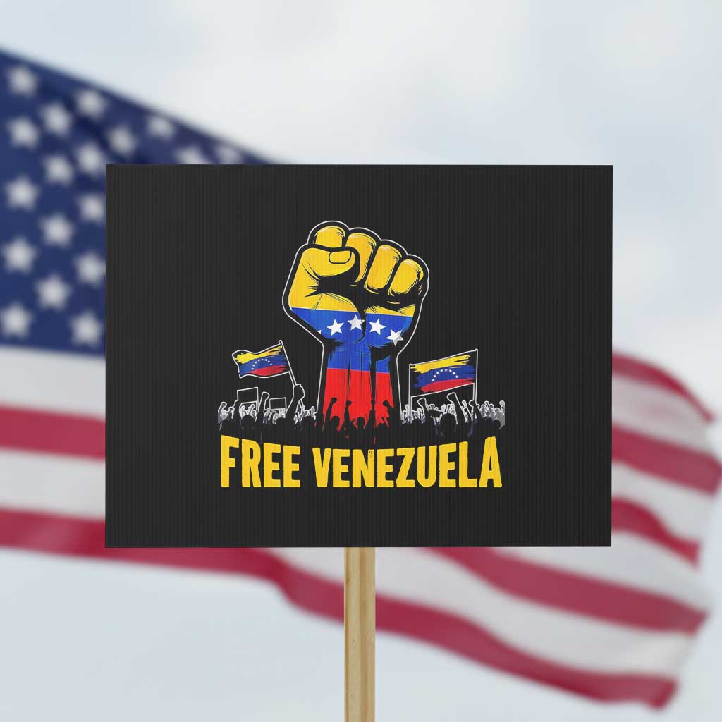 Free Venezuela Flag Protest Sign Raised Fist Resistance for Liberation Supporters TS02 Horizontal 18