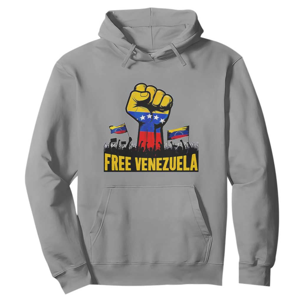 Free Venezuela Flag Hoodie Raised Fist Resistance for Liberation Supporters TS02 Sport Gray Print Your Wear