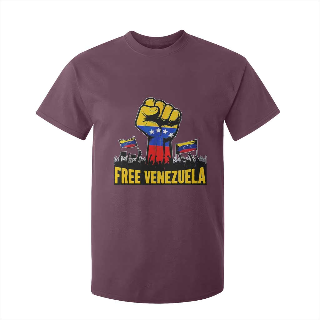 Free Venezuela Flag T Shirt For Kid Raised Fist Resistance for Liberation Supporters TS02 Maroon Print Your Wear
