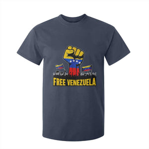 Free Venezuela Flag T Shirt For Kid Raised Fist Resistance for Liberation Supporters TS02 Navy Print Your Wear