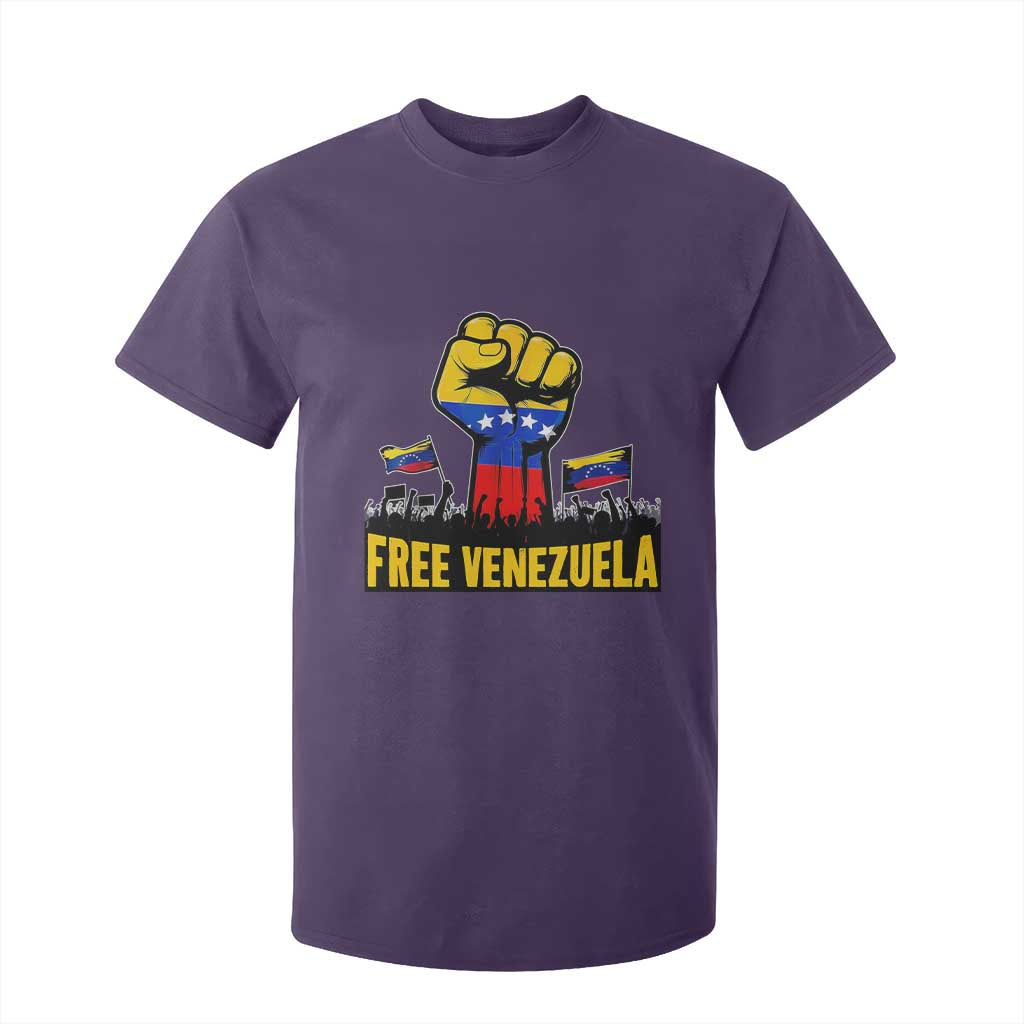 Free Venezuela Flag T Shirt For Kid Raised Fist Resistance for Liberation Supporters TS02 Purple Print Your Wear