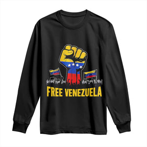 Free Venezuela Flag Long Sleeve Shirt Raised Fist Resistance for Liberation Supporters TS02 Black Print Your Wear