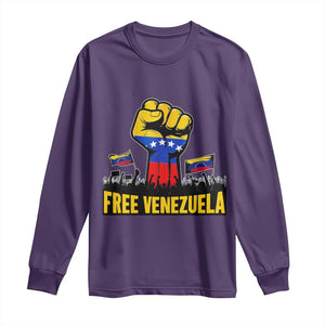 Free Venezuela Flag Long Sleeve Shirt Raised Fist Resistance for Liberation Supporters TS02 Purple Print Your Wear