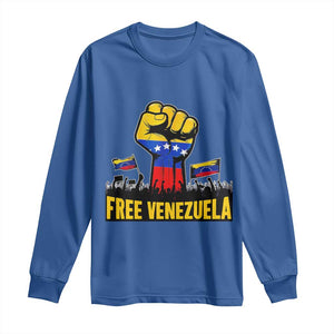 Free Venezuela Flag Long Sleeve Shirt Raised Fist Resistance for Liberation Supporters TS02 Royal Blue Print Your Wear