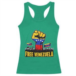 Free Venezuela Flag Racerback Tank Top Raised Fist Resistance for Liberation Supporters TS02 Irish Green Print Your Wear
