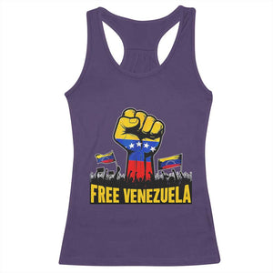 Free Venezuela Flag Racerback Tank Top Raised Fist Resistance for Liberation Supporters TS02 Purple Print Your Wear