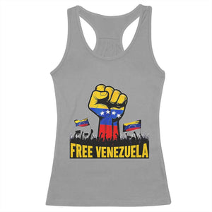 Free Venezuela Flag Racerback Tank Top Raised Fist Resistance for Liberation Supporters TS02 Sport Gray Print Your Wear