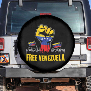 Free Venezuela Flag Spare Tire Cover Raised Fist Resistance for Liberation Supporters TS02 No hole Black Print Your Wear
