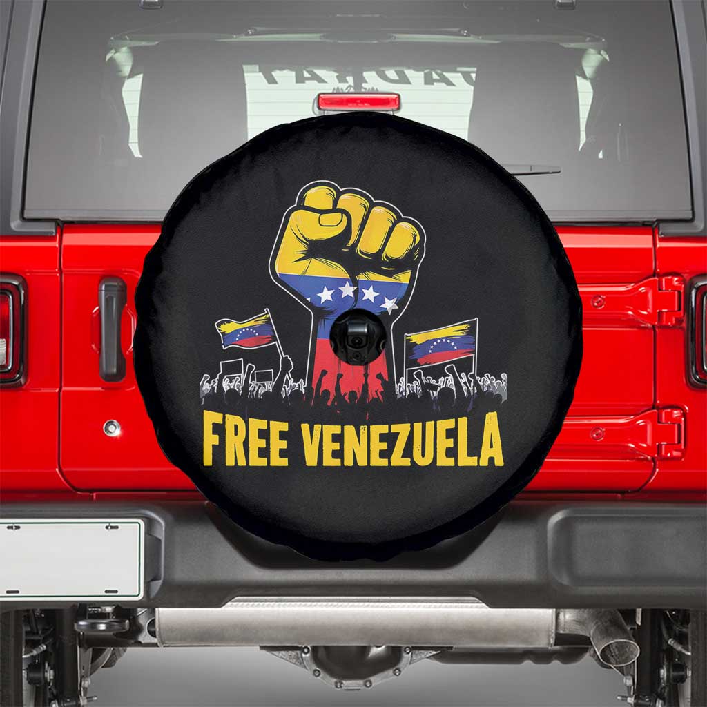 Free Venezuela Flag Spare Tire Cover Raised Fist Resistance for Liberation Supporters TS02 Black Print Your Wear