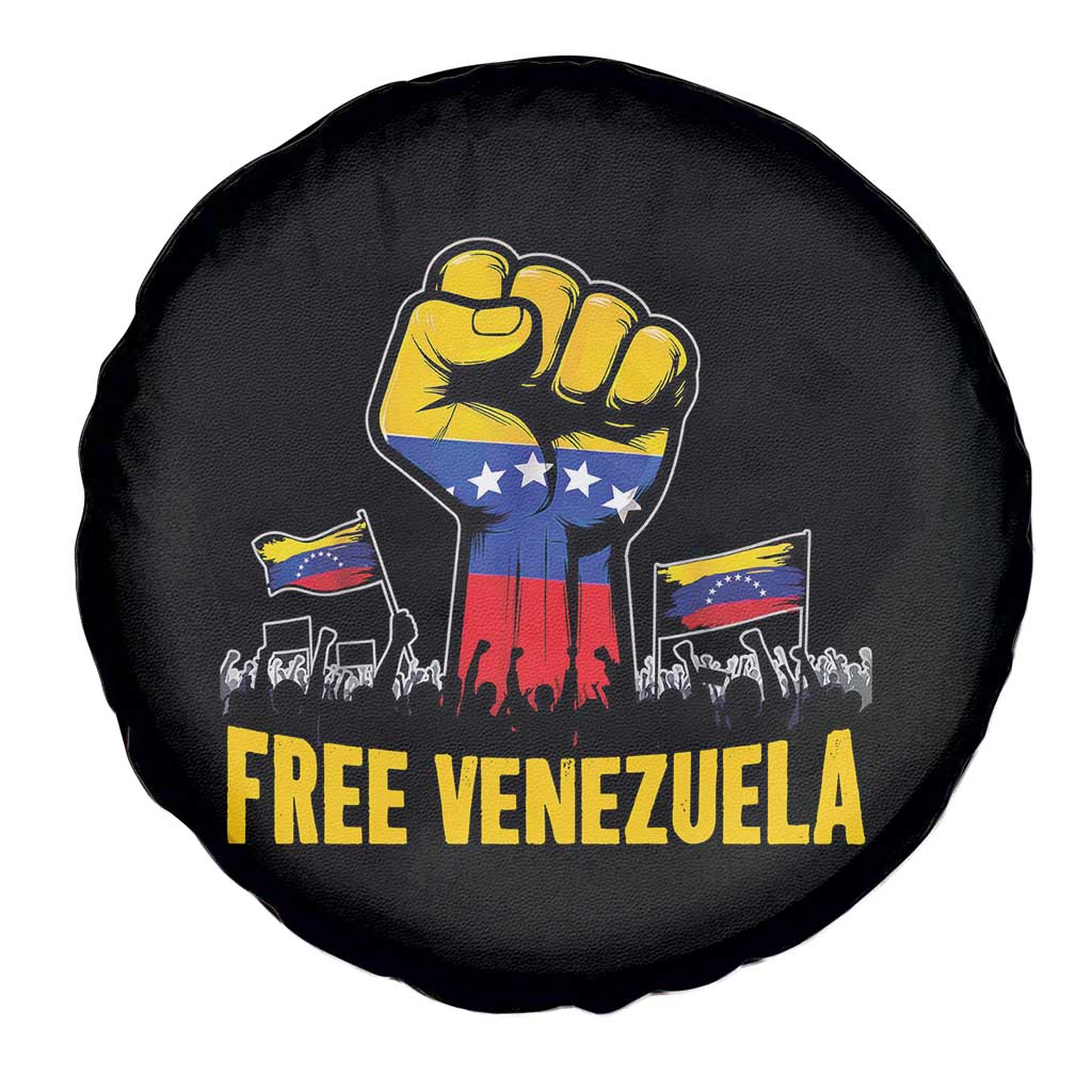 Free Venezuela Flag Spare Tire Cover Raised Fist Resistance for Liberation Supporters TS02 Print Your Wear