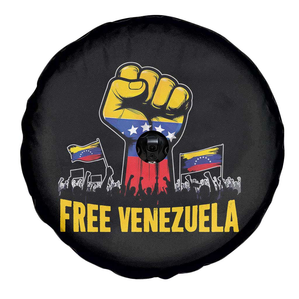 Free Venezuela Flag Spare Tire Cover Raised Fist Resistance for Liberation Supporters TS02 Print Your Wear