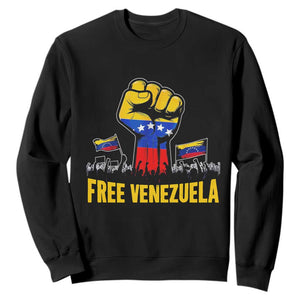 Free Venezuela Flag Sweatshirt Raised Fist Resistance for Liberation Supporters TS02 Black Print Your Wear