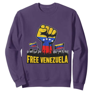 Free Venezuela Flag Sweatshirt Raised Fist Resistance for Liberation Supporters TS02 Purple Print Your Wear
