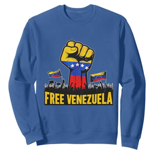 Free Venezuela Flag Sweatshirt Raised Fist Resistance for Liberation Supporters TS02 Royal Blue Print Your Wear
