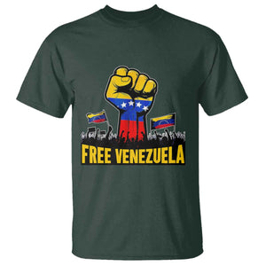 Free Venezuela Flag T Shirt Raised Fist Resistance for Liberation Supporters TS02 Dark Forest Green Print Your Wear