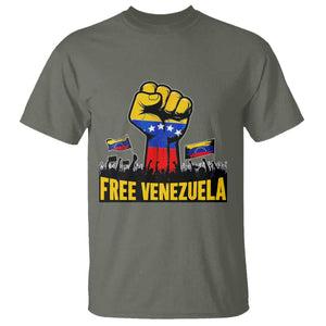 Free Venezuela Flag T Shirt Raised Fist Resistance for Liberation Supporters TS02 Military Green Print Your Wear