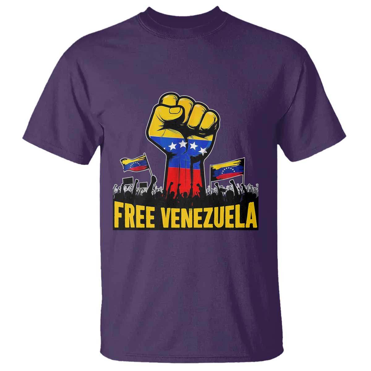 Free Venezuela Flag T Shirt Raised Fist Resistance for Liberation Supporters TS02 Purple Print Your Wear