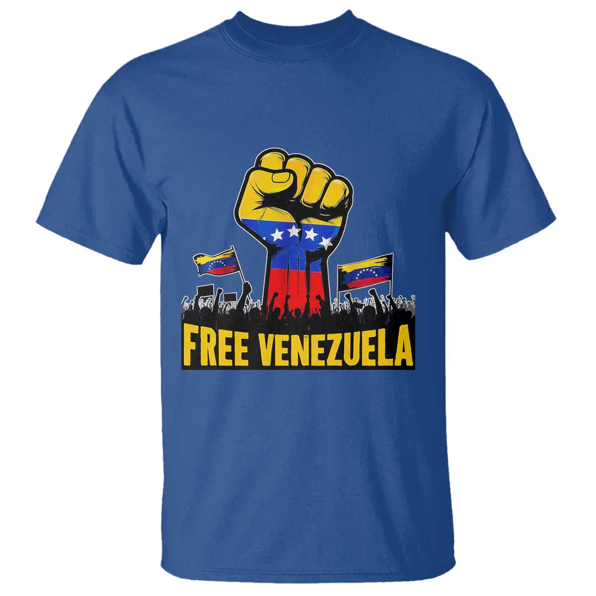 Free Venezuela Flag T Shirt Raised Fist Resistance for Liberation Supporters TS02 Royal Blue Print Your Wear