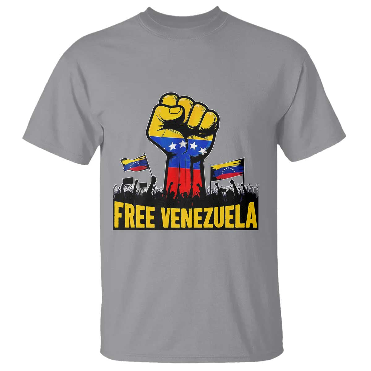 Free Venezuela Flag T Shirt Raised Fist Resistance for Liberation Supporters TS02 Sport Gray Print Your Wear