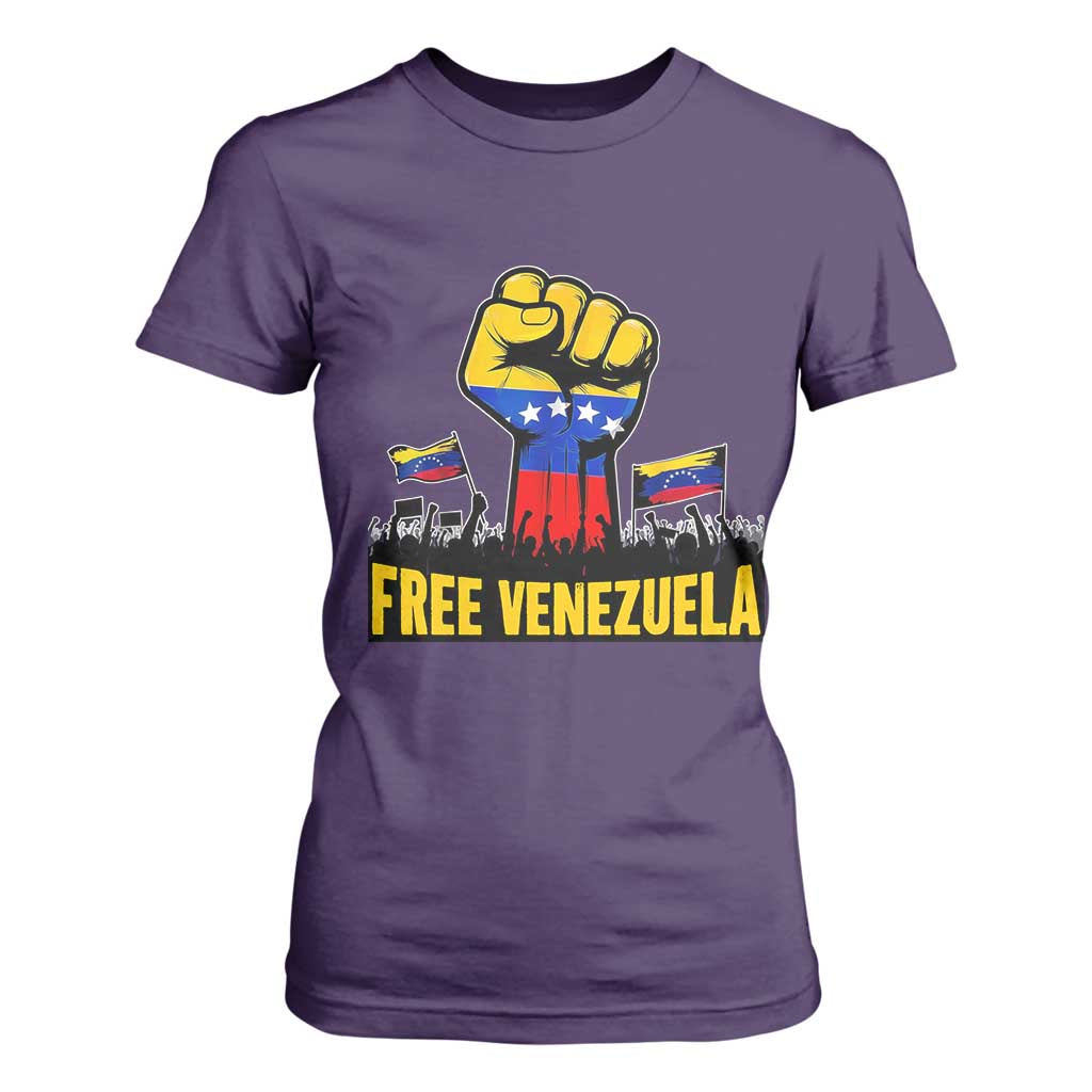 Free Venezuela Flag T Shirt For Women Raised Fist Resistance for Liberation Supporters TS02 Purple Print Your Wear