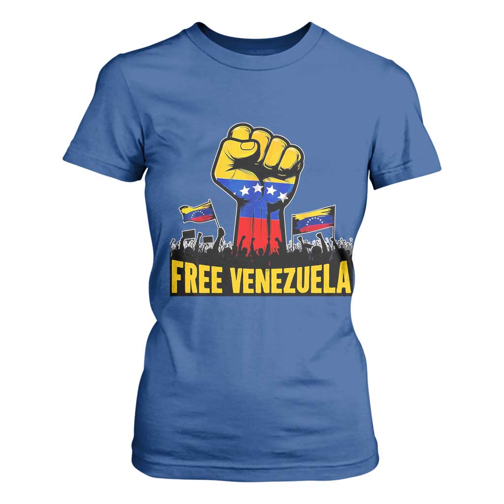 Free Venezuela Flag T Shirt For Women Raised Fist Resistance for Liberation Supporters TS02 Royal Blue Print Your Wear