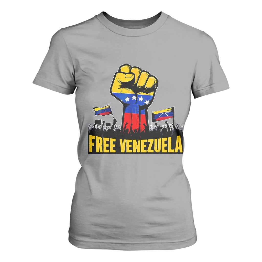 Free Venezuela Flag T Shirt For Women Raised Fist Resistance for Liberation Supporters TS02 Sport Gray Print Your Wear