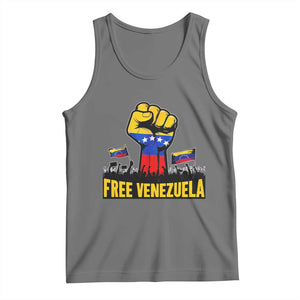 Free Venezuela Flag Tank Top Raised Fist Resistance for Liberation Supporters TS02 Black Heather Print Your Wear