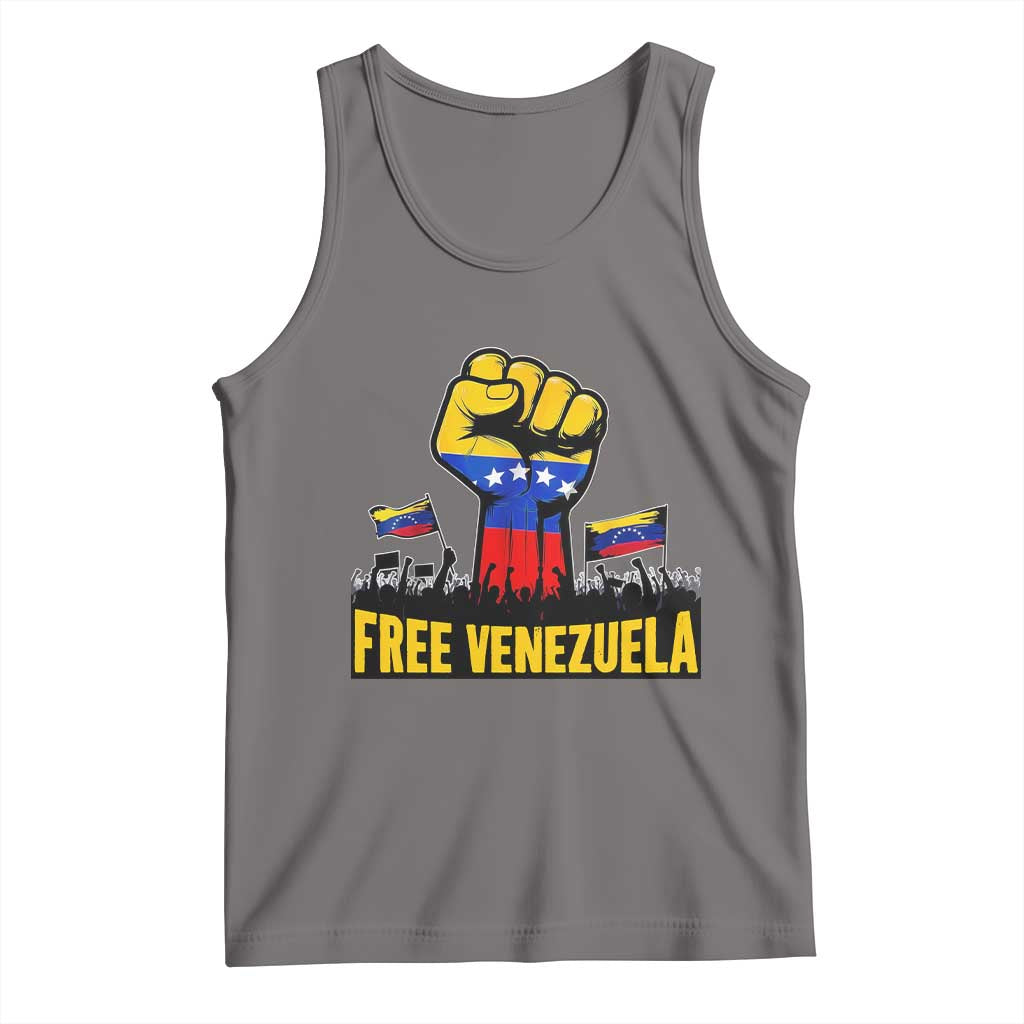 Free Venezuela Flag Tank Top Raised Fist Resistance for Liberation Supporters TS02 Deep Heather Print Your Wear