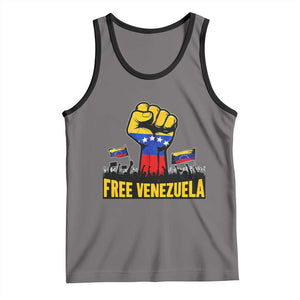 Free Venezuela Flag Tank Top Raised Fist Resistance for Liberation Supporters TS02 Deep Heather Black Print Your Wear