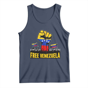 Free Venezuela Flag Tank Top Raised Fist Resistance for Liberation Supporters TS02 Navy Print Your Wear