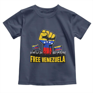 Free Venezuela Flag Toddler T Shirt Raised Fist Resistance for Liberation Supporters TS02 Navy Print Your Wear