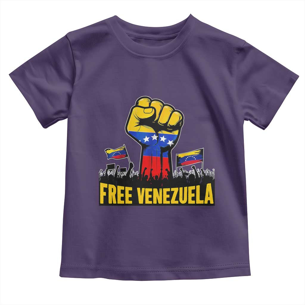 Free Venezuela Flag Toddler T Shirt Raised Fist Resistance for Liberation Supporters TS02 Purple Print Your Wear
