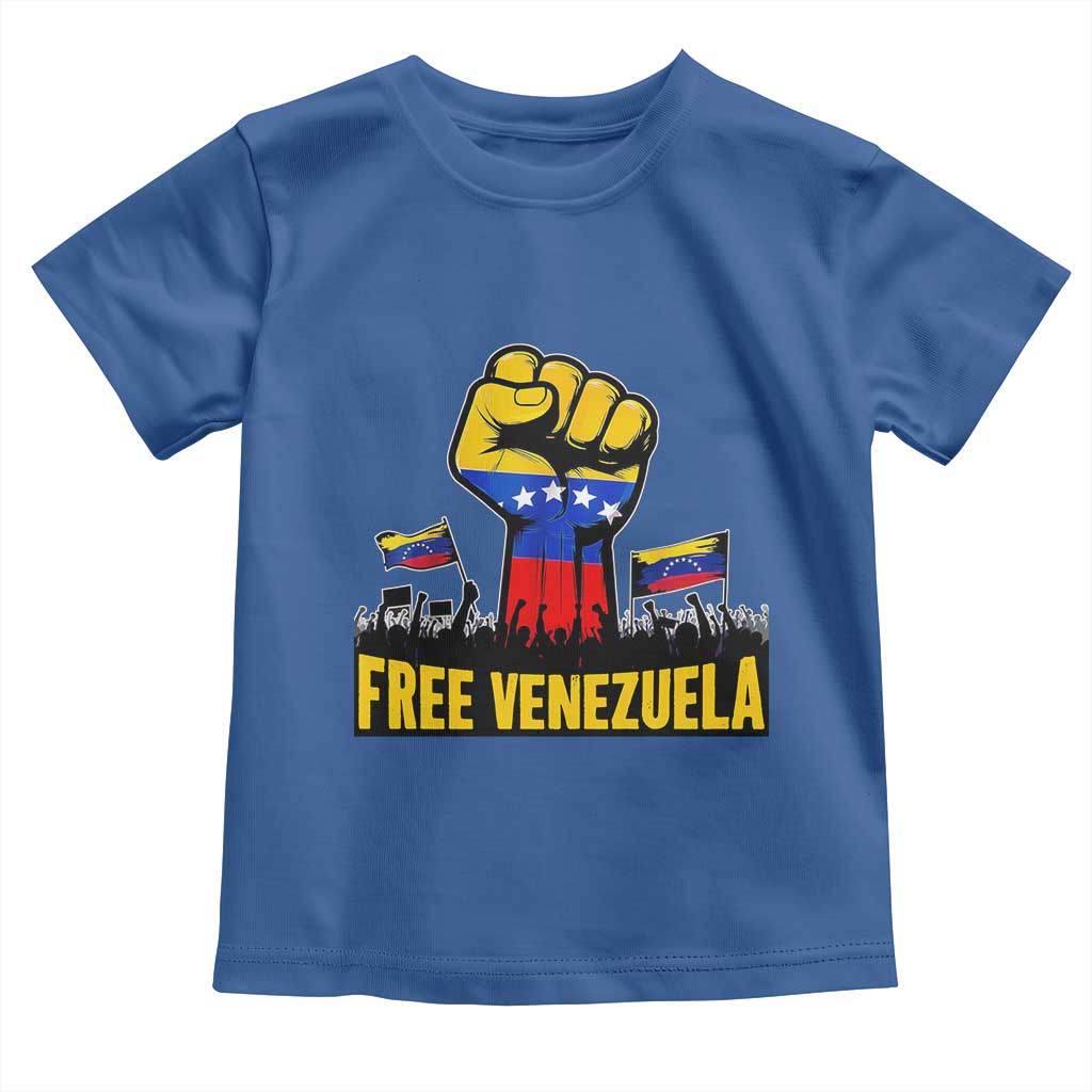 Free Venezuela Flag Toddler T Shirt Raised Fist Resistance for Liberation Supporters TS02 Royal Blue Print Your Wear