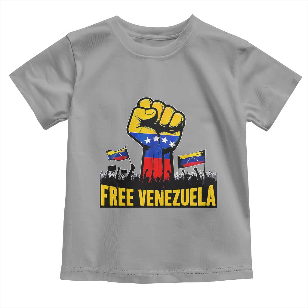 Free Venezuela Flag Toddler T Shirt Raised Fist Resistance for Liberation Supporters TS02 Sport Gray Print Your Wear