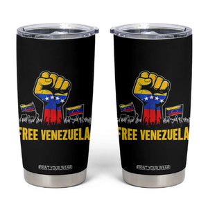 Free Venezuela Flag Tumbler Cup Raised Fist Resistance for Liberation Supporters TS02 Black Print Your Wear
