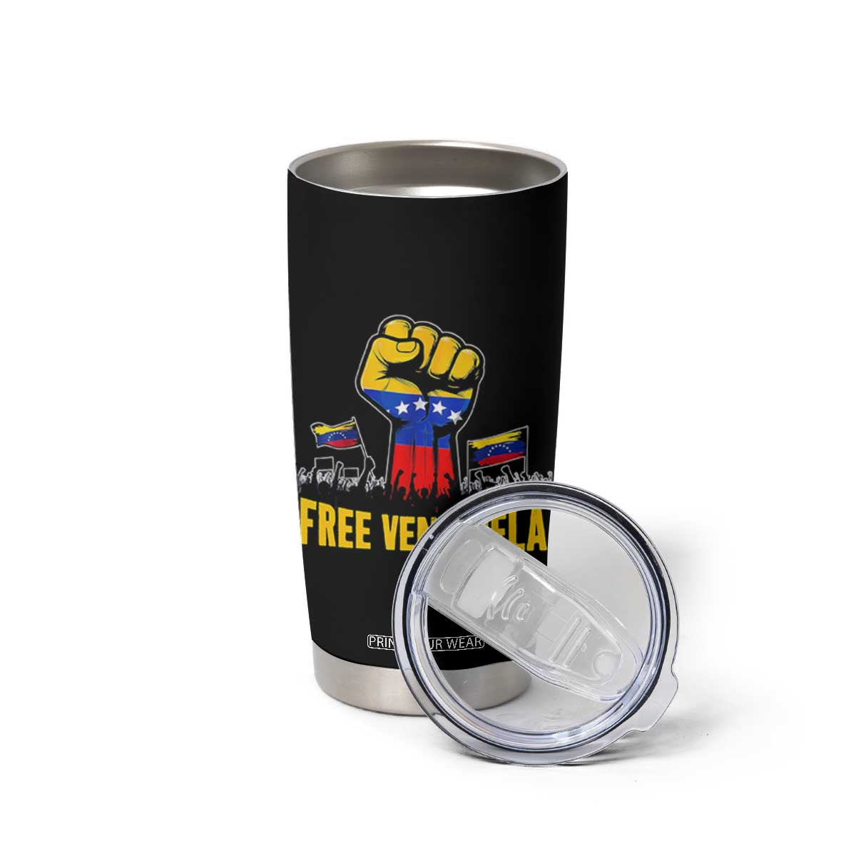 Free Venezuela Flag Tumbler Cup Raised Fist Resistance for Liberation Supporters TS02 Print Your Wear