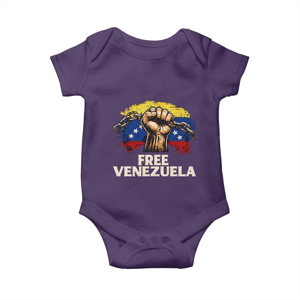 Free Venezuela Flag Chain Breaker Baby Onesie Powerful Liberation for Liberation Supporters TS02 Purple Print Your Wear