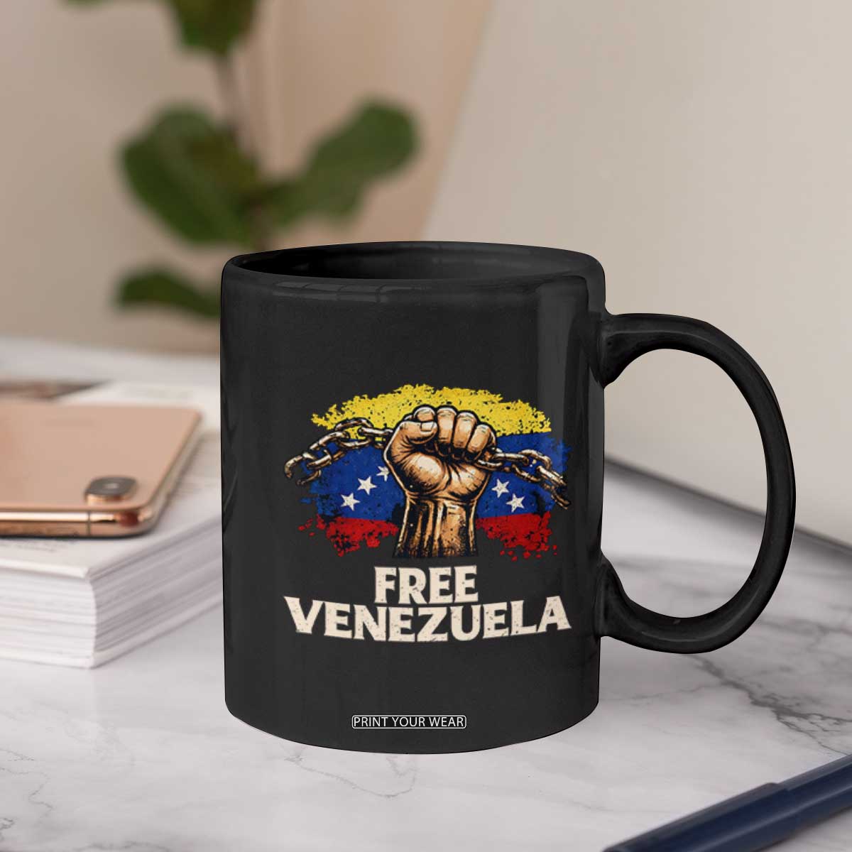 Free Venezuela Flag Chain Breaker Coffee Mug Powerful Liberation for Liberation Supporters TS02 Print Your Wear
