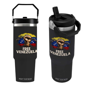 Free Venezuela Flag Chain Breaker Flip Straw Tumbler Powerful Liberation for Liberation Supporters TS02 One Size: 30 oz Black Print Your Wear