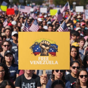 Free Venezuela Flag Chain Breaker Protest Sign Powerful Liberation for Liberation Supporters TS02 Horizontal 18" × 24" Yellow Print Your Wear