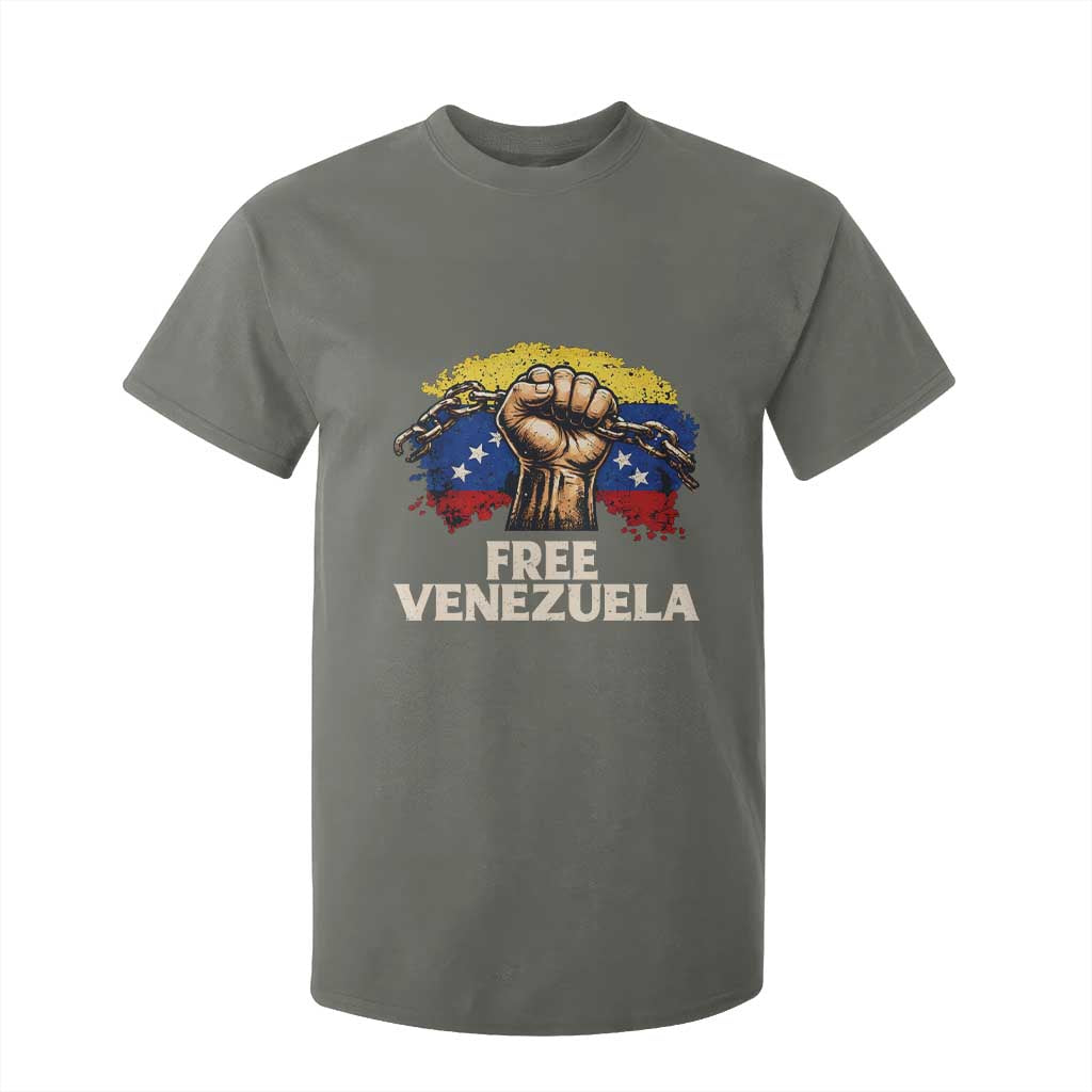 Free Venezuela Flag Chain Breaker T Shirt For Kid Powerful Liberation for Liberation Supporters TS02 Military Green Print Your Wear