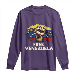 Free Venezuela Flag Chain Breaker Long Sleeve Shirt Powerful Liberation for Liberation Supporters TS02 Purple Print Your Wear