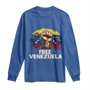 Free Venezuela Flag Chain Breaker Long Sleeve Shirt Powerful Liberation for Liberation Supporters TS02 Royal Blue Print Your Wear