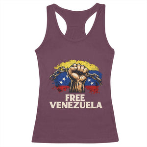 Free Venezuela Flag Chain Breaker Racerback Tank Top Powerful Liberation for Liberation Supporters TS02 Maroon Print Your Wear