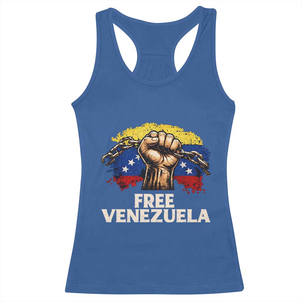 Free Venezuela Flag Chain Breaker Racerback Tank Top Powerful Liberation for Liberation Supporters TS02 Royal Blue Print Your Wear