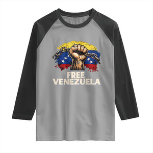Free Venezuela Flag Chain Breaker Raglan Shirt Powerful Liberation for Liberation Supporters TS02 Sport Gray Black Print Your Wear