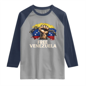 Free Venezuela Flag Chain Breaker Raglan Shirt Powerful Liberation for Liberation Supporters TS02 Sport Gray Navy Print Your Wear