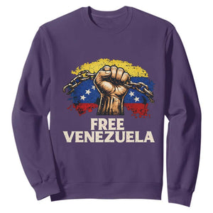 Free Venezuela Flag Chain Breaker Sweatshirt Powerful Liberation for Liberation Supporters TS02 Purple Print Your Wear